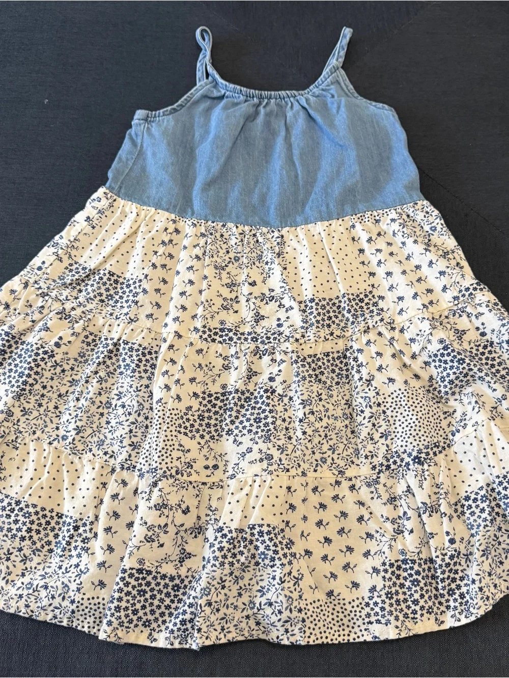 OshKosh B'gosh Girls Size 6/6x Denim and Floral Tiered Dress